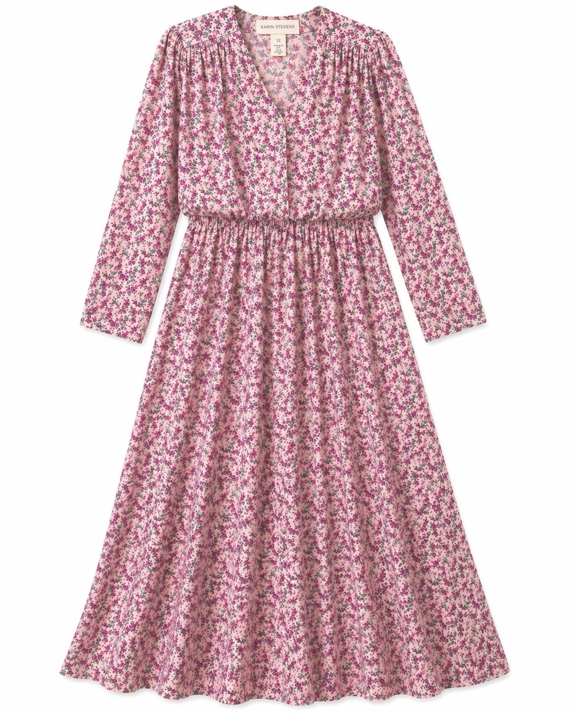 Karin Stevens Floral A-Line Dress 12 Cottagecore Vintage 90s Mom Union Made USA
