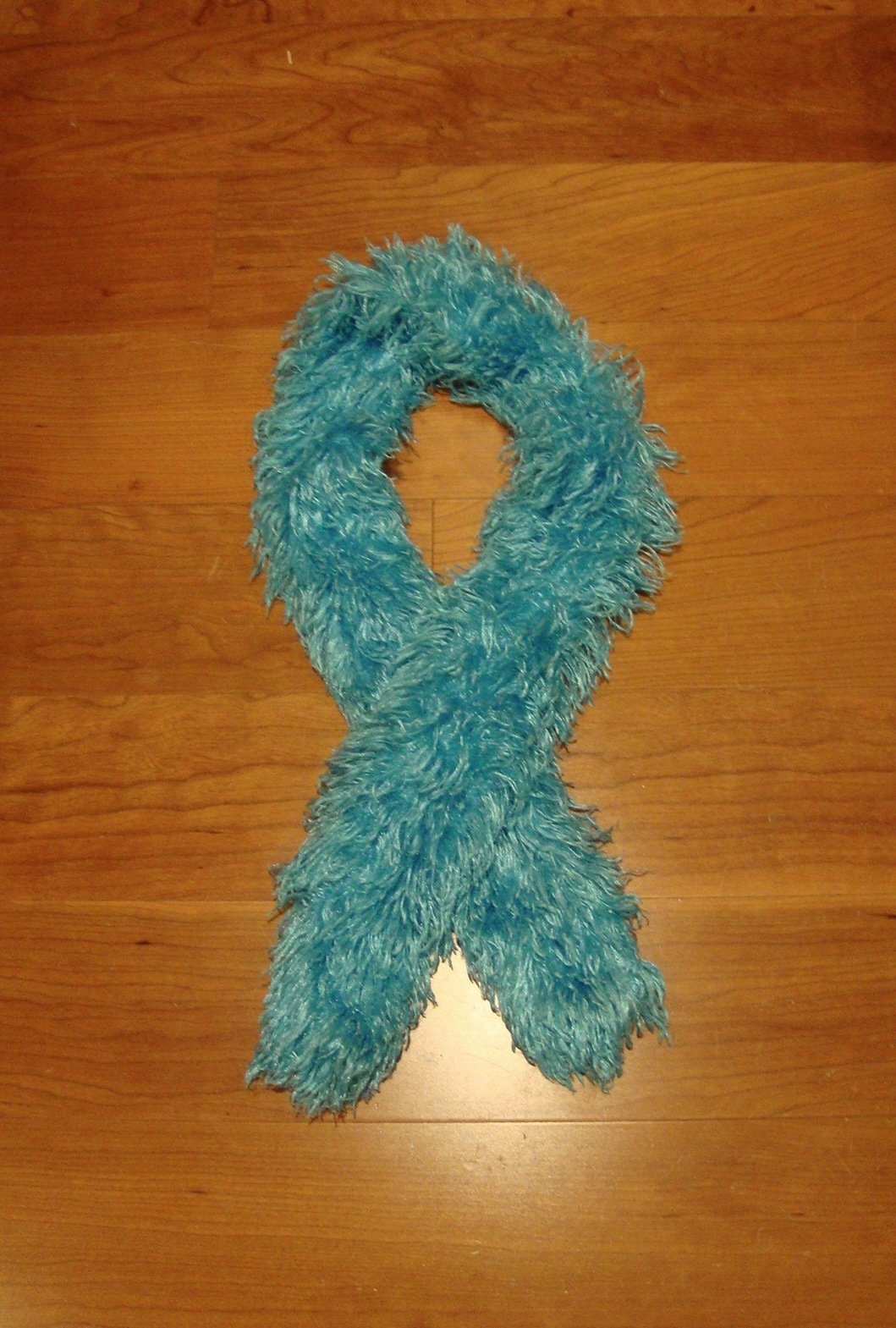 Vintage Home Made Knit Scarf = Bright Blue