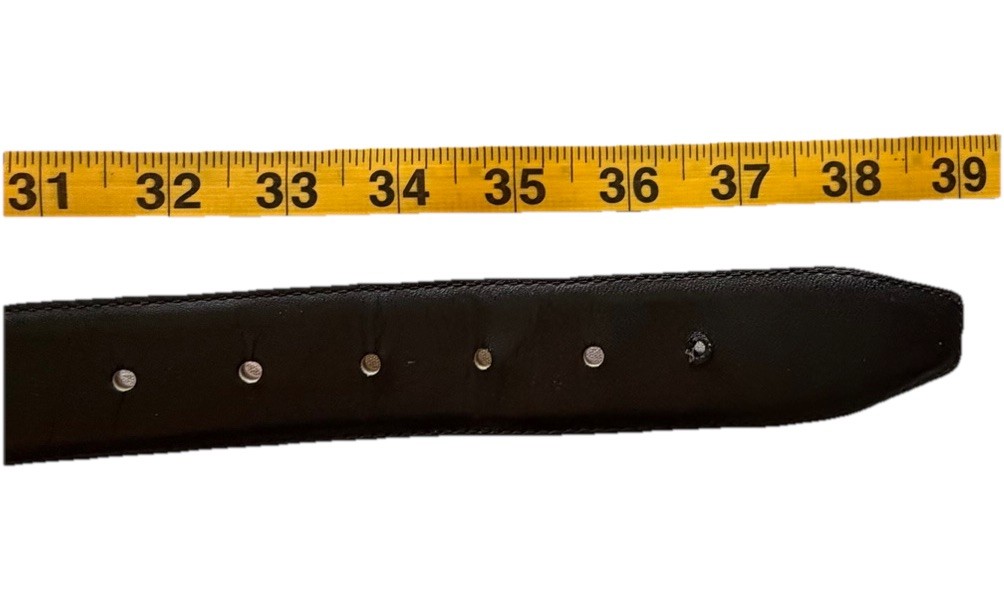 Vintage PARIS Black Leather Belt 34 with Solid Brass Removable Buckle 341005 2-1