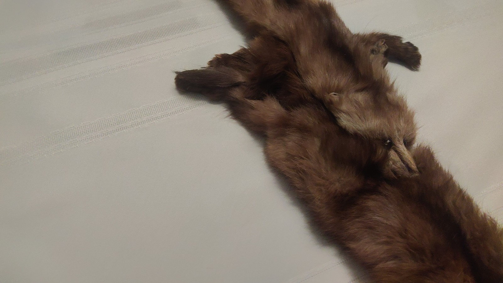 Vintage Women’s Brown Real Mink Fur Multi-Pelt Scarf Stole Wrap