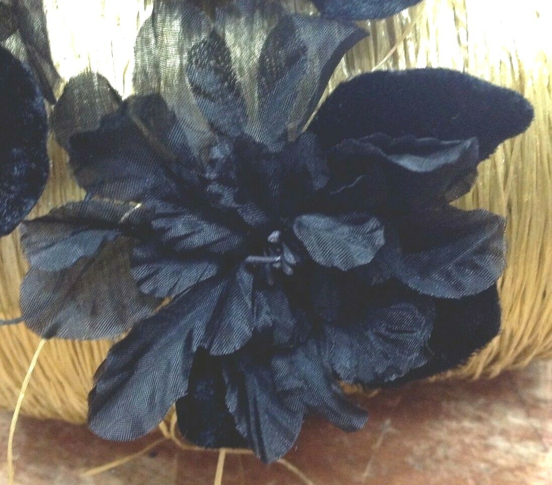 vintage velvet silk 1940s 3″ black 1pc Japan