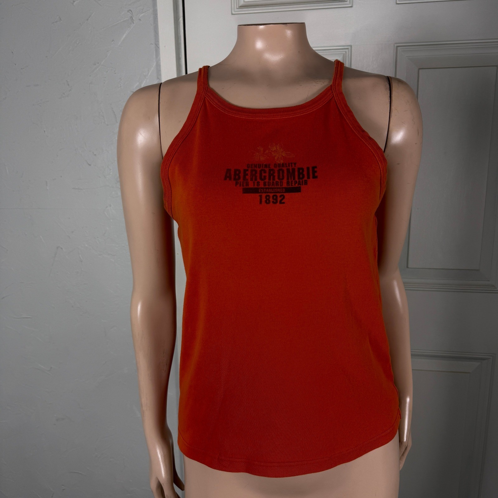 Vintage 90s Y2K Aberombie Fitch Women’s Shirt Cotton tank Ribbed Surf Pier 18 V8