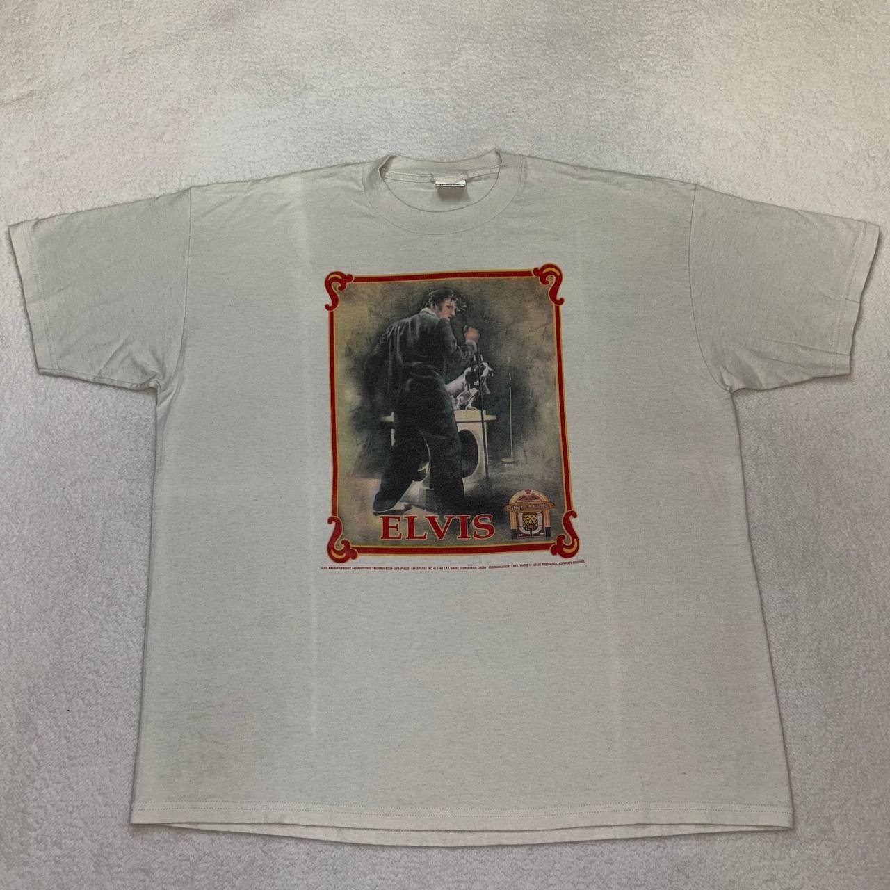 Vintage 90s Y2K Elvis Presley T-Shirt Graphic Print Size XL White