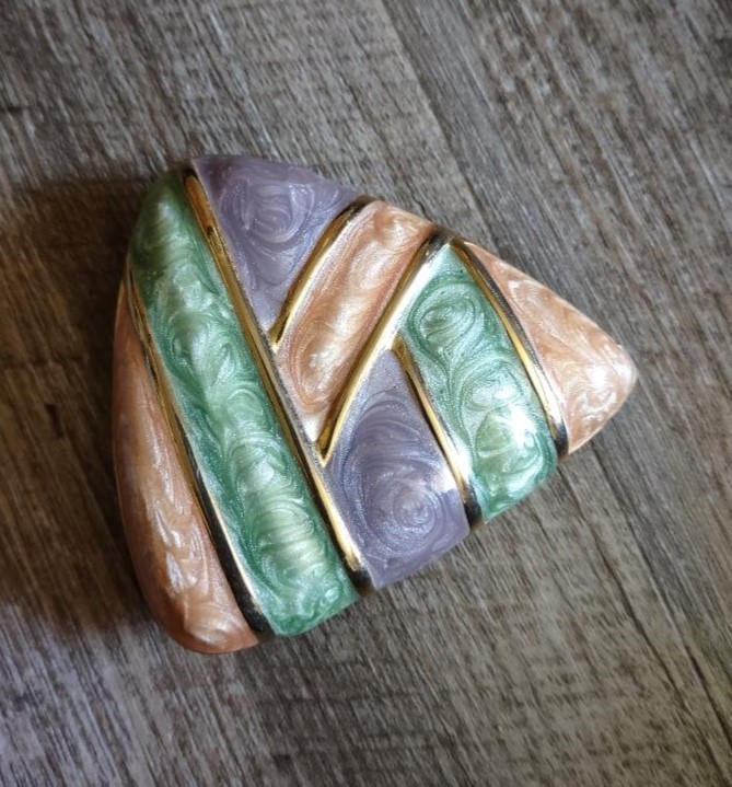 Vintage 1980s Enameled Pastel DAY-LOR BELT BUCKLE with Hook, Peach Green Purple