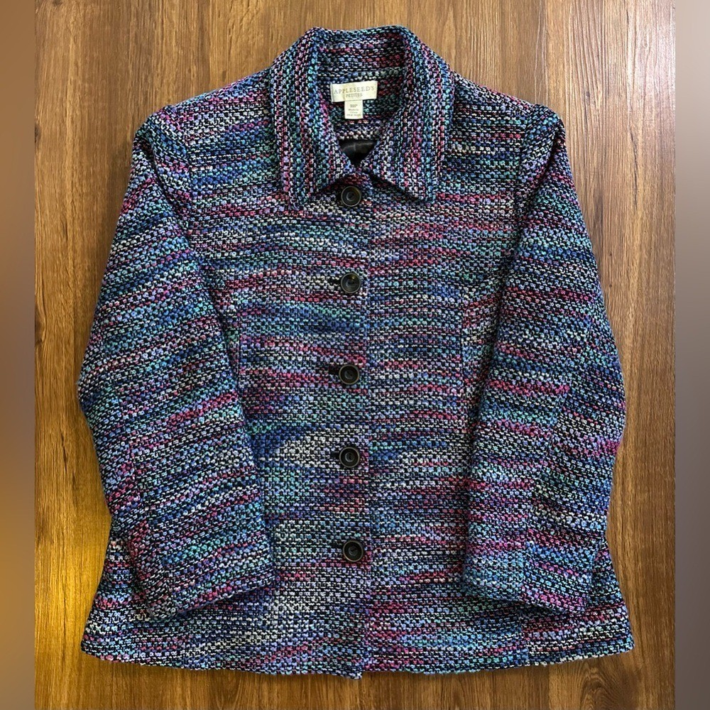 Vintage Appleseed’s Multicolor Women’s Button Up Tweed Blazer Jacket