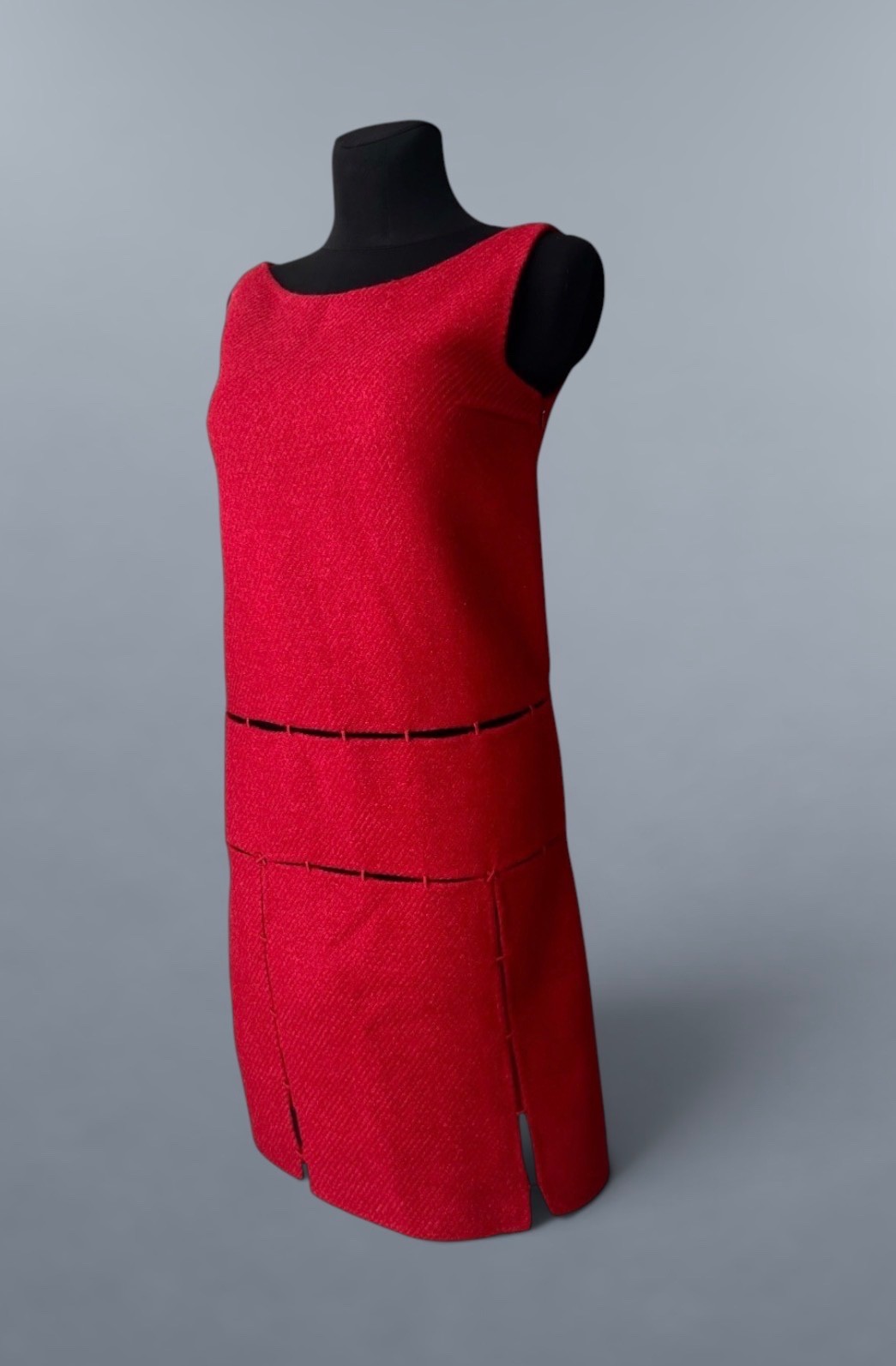 Vintage Prada FW 1998 Red Wool Runway Cutout Dress Archive Designer Size IT 42