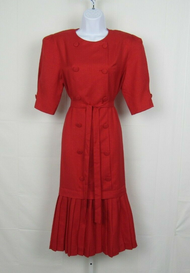 VTG 1980s UMBA FOR PARNES FEINSTEIN RED DRESS & BELT SIZE 14