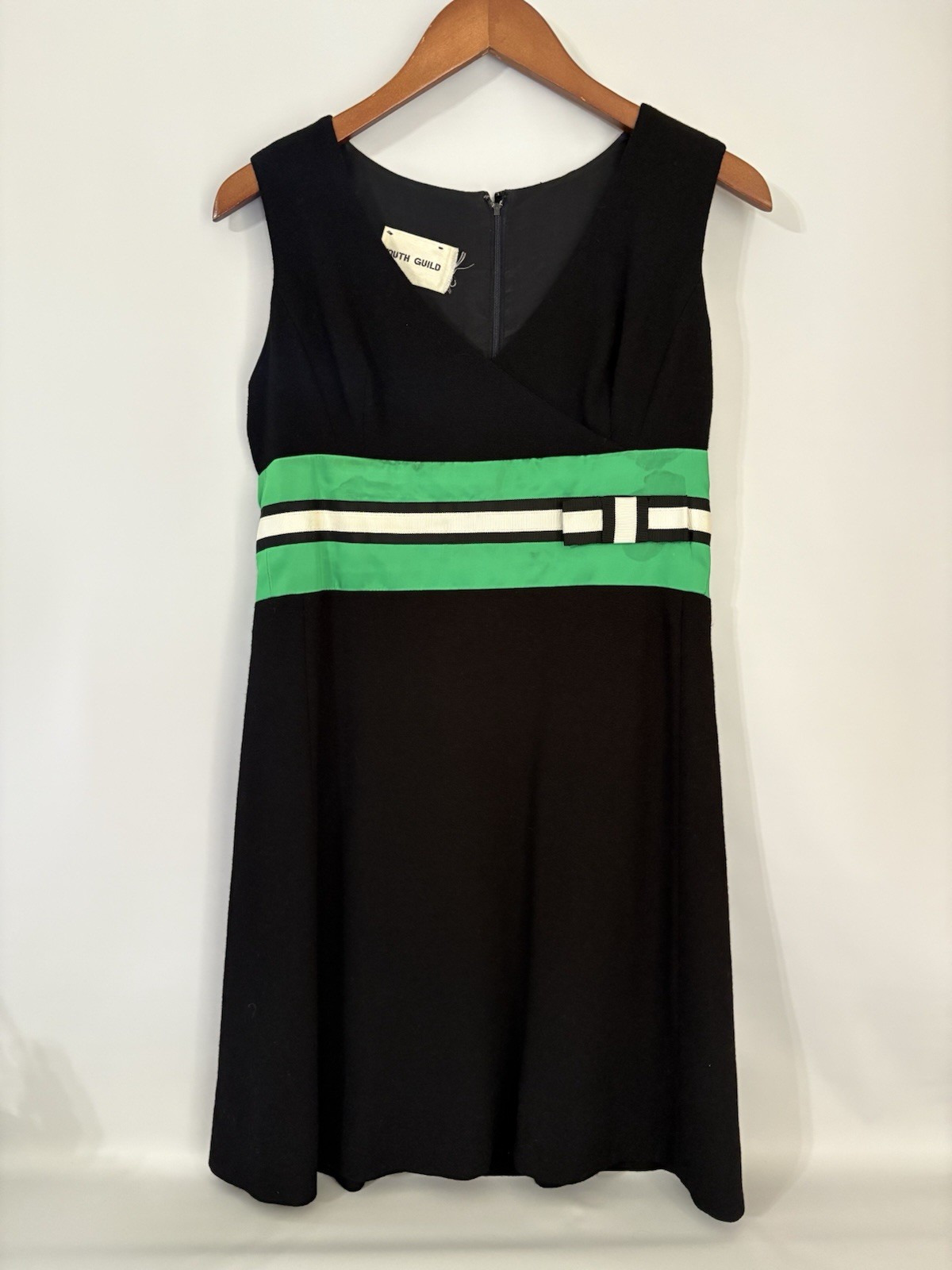 60s Youth Guild Tweed Dress Black Green Sleeveless Women’s Size S Vintage