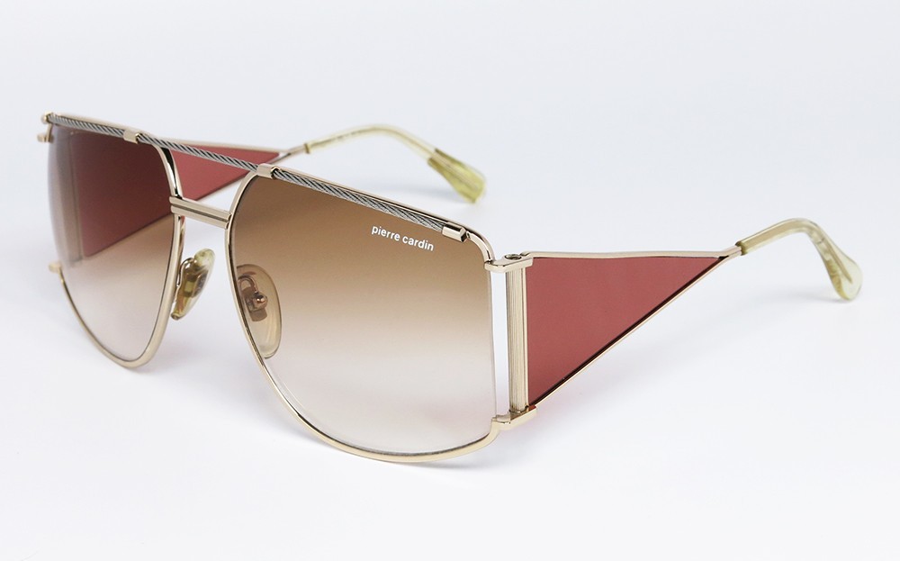 ORIGINAL VINTAGE SUNGLASSES PIERRE CARDIN CP-808-1 GOLD 4 LENSES STEEL OVERSIZE