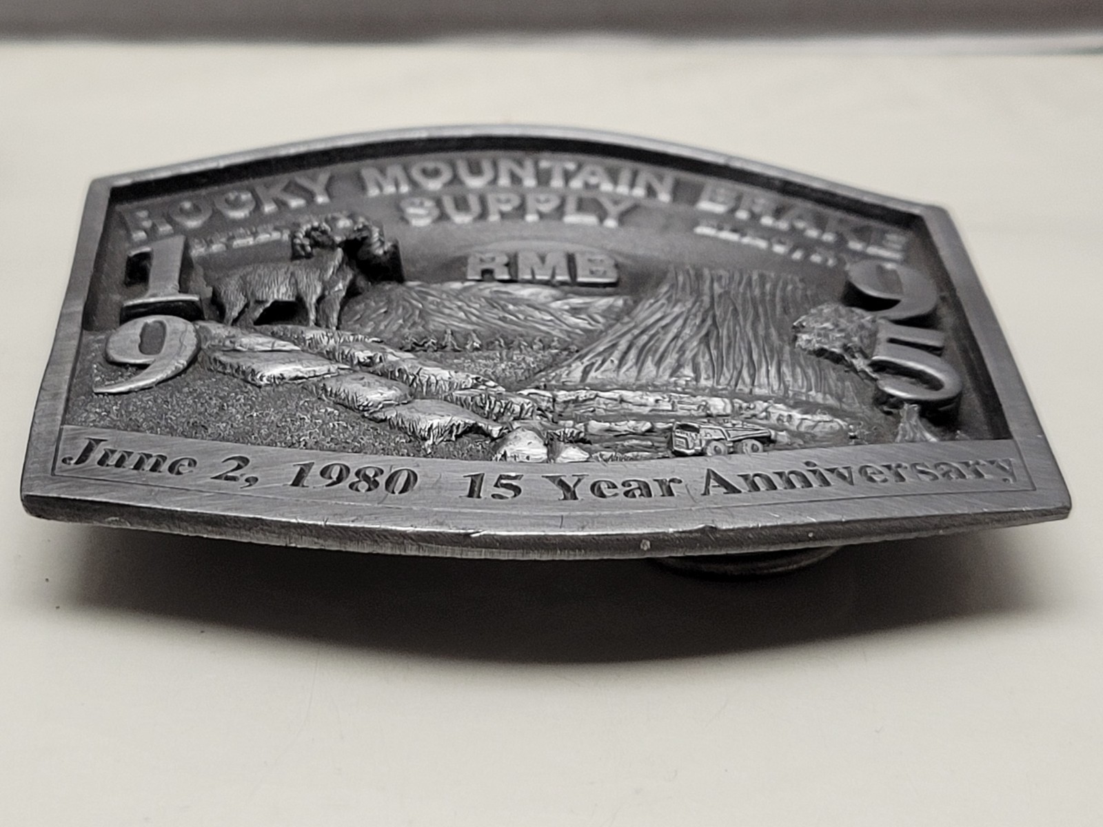 Rocky Mountain Brake Supply 1995 Pewter Belt Buckle Casper WY Elko NV Siskiyou