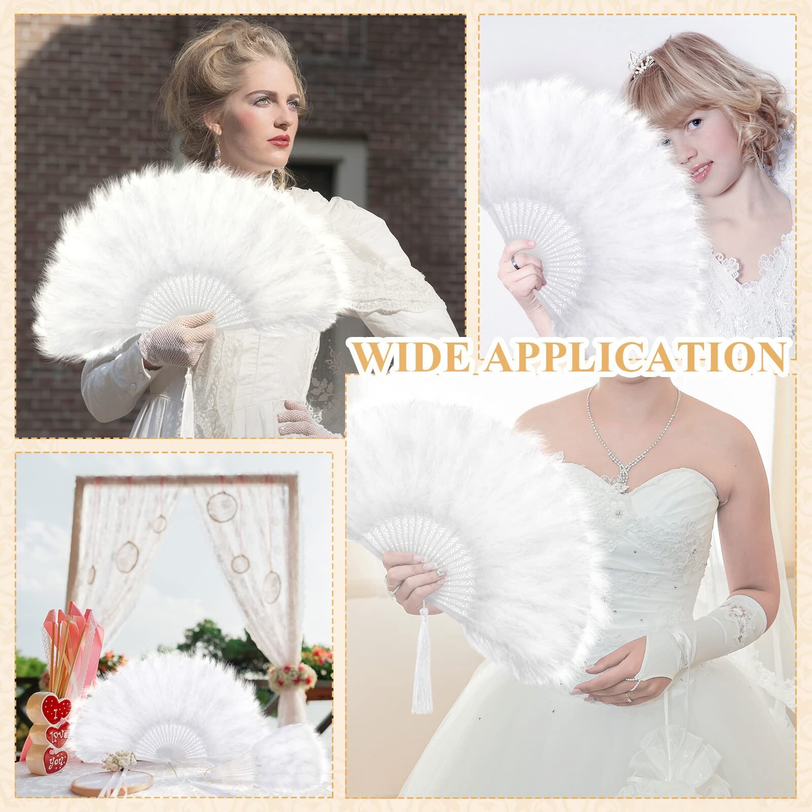 Kigley 8 Pcs Marabou Feather Fan Bulk Wedding Headband Vintage Folding 1920s …