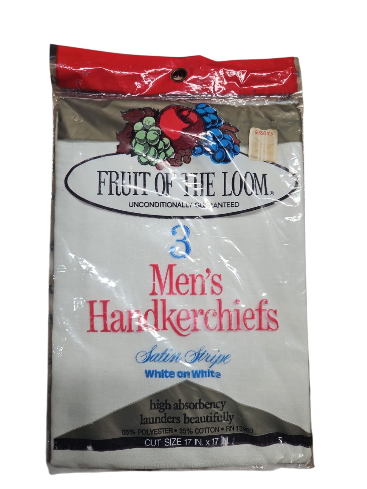 Vintage Fruit of the Loom Men’s Handkerchiefs 3 Pack 100% Cotton 17in x17in