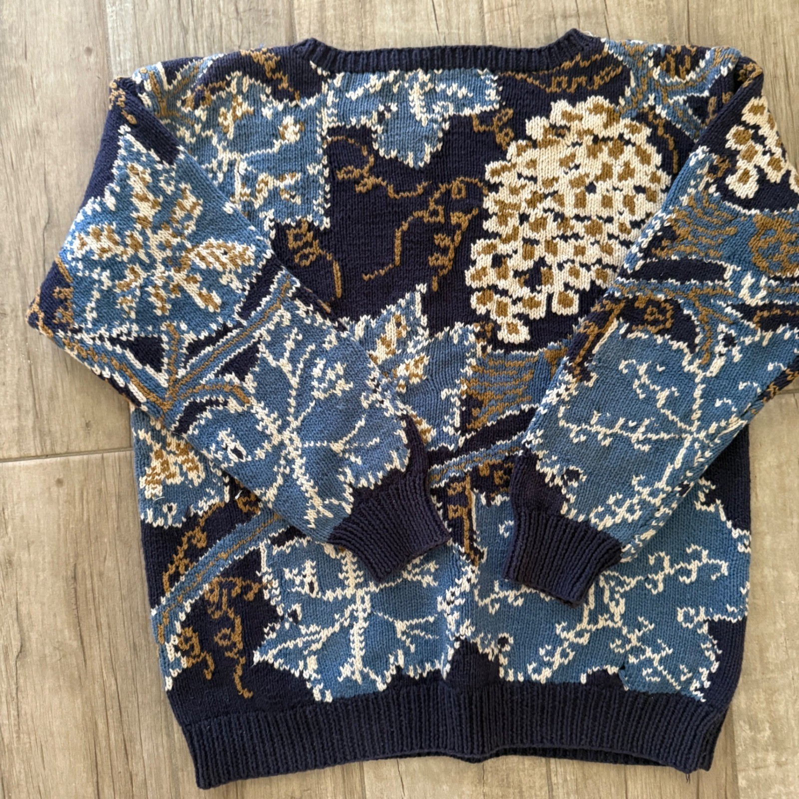 Vintage Perry Ellis Bloomingdales South China Seas Cotton Bird Leaf Sweater M