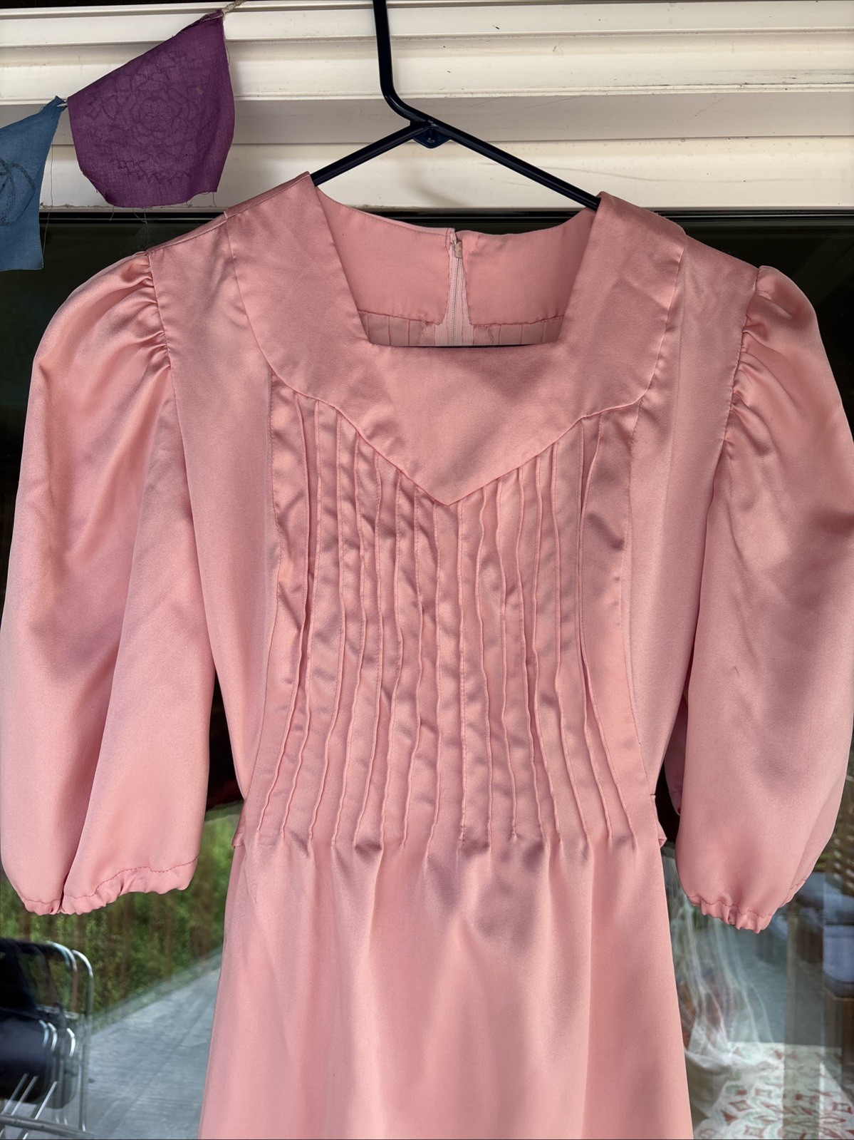 Vintage Handmade Satin Pink Tea Party Dress Size Small/Medium Made In USA