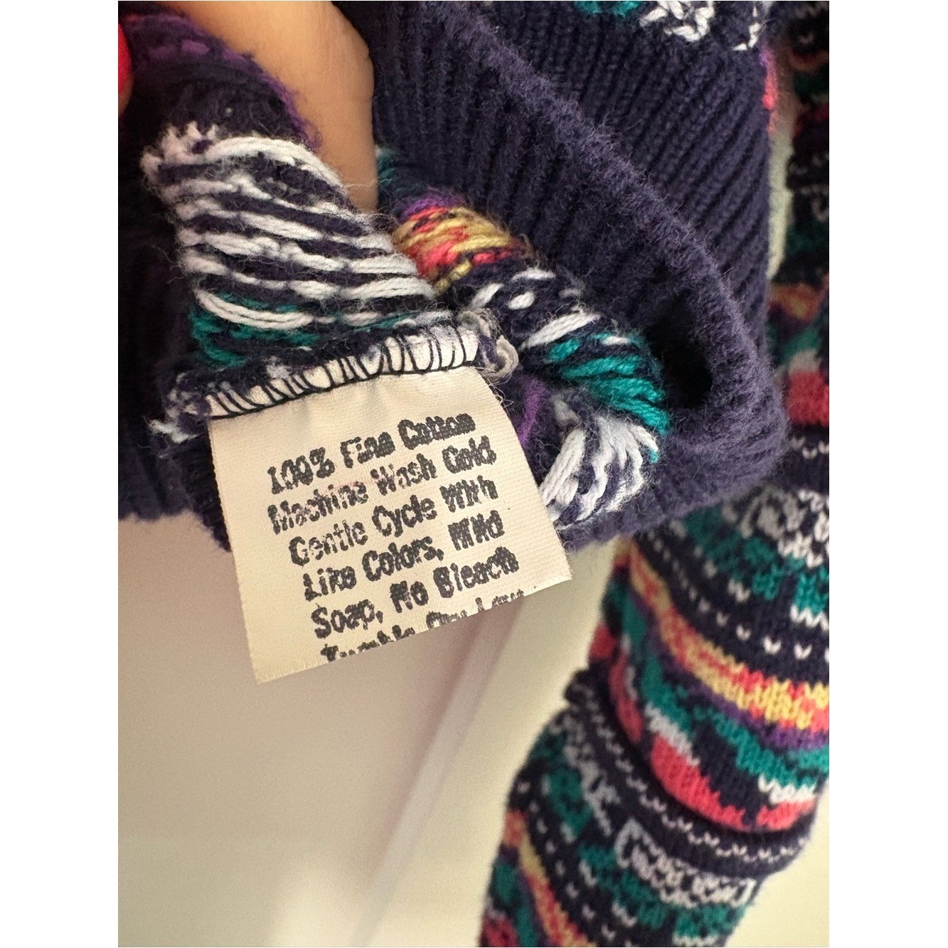 Vintage 90s Lord Jeff Multicolor Striped 3D Knit Sweater 100% Cotton Made in USA
