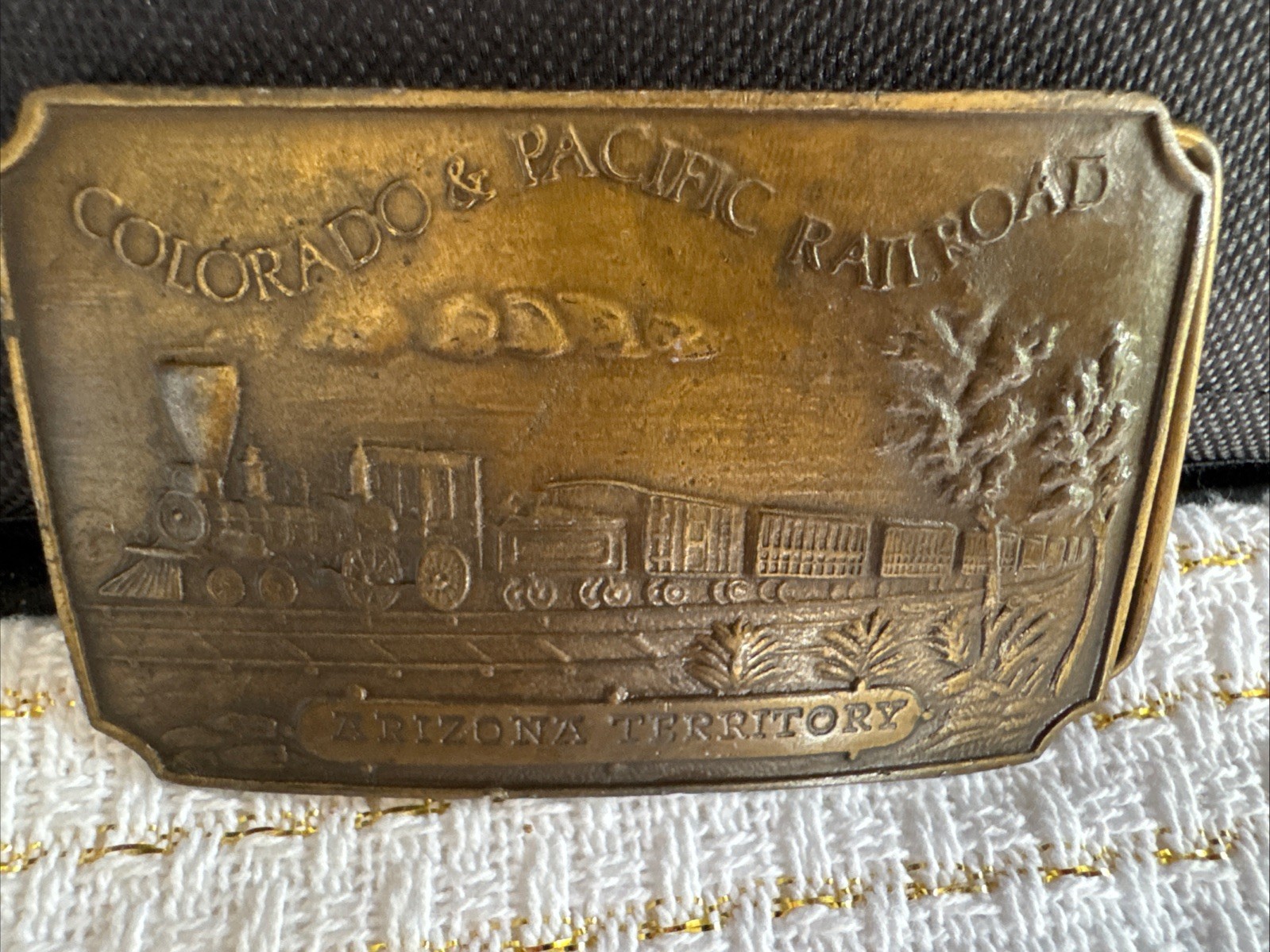 Belt Buckle Colorado Pacific Railroad Arizona Territory IMC Bloomington Train