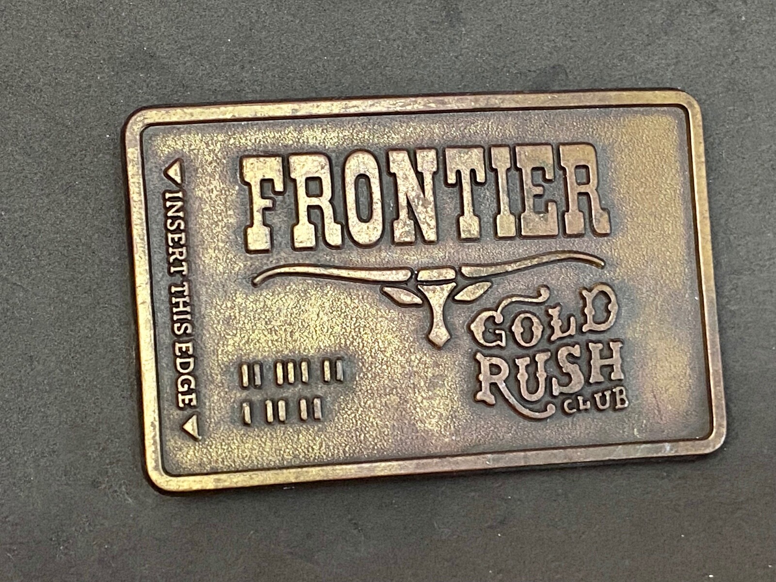 Vintage Old Vegas Frontier Gold Rush Hotel And Casino Advertising Belt Buckle