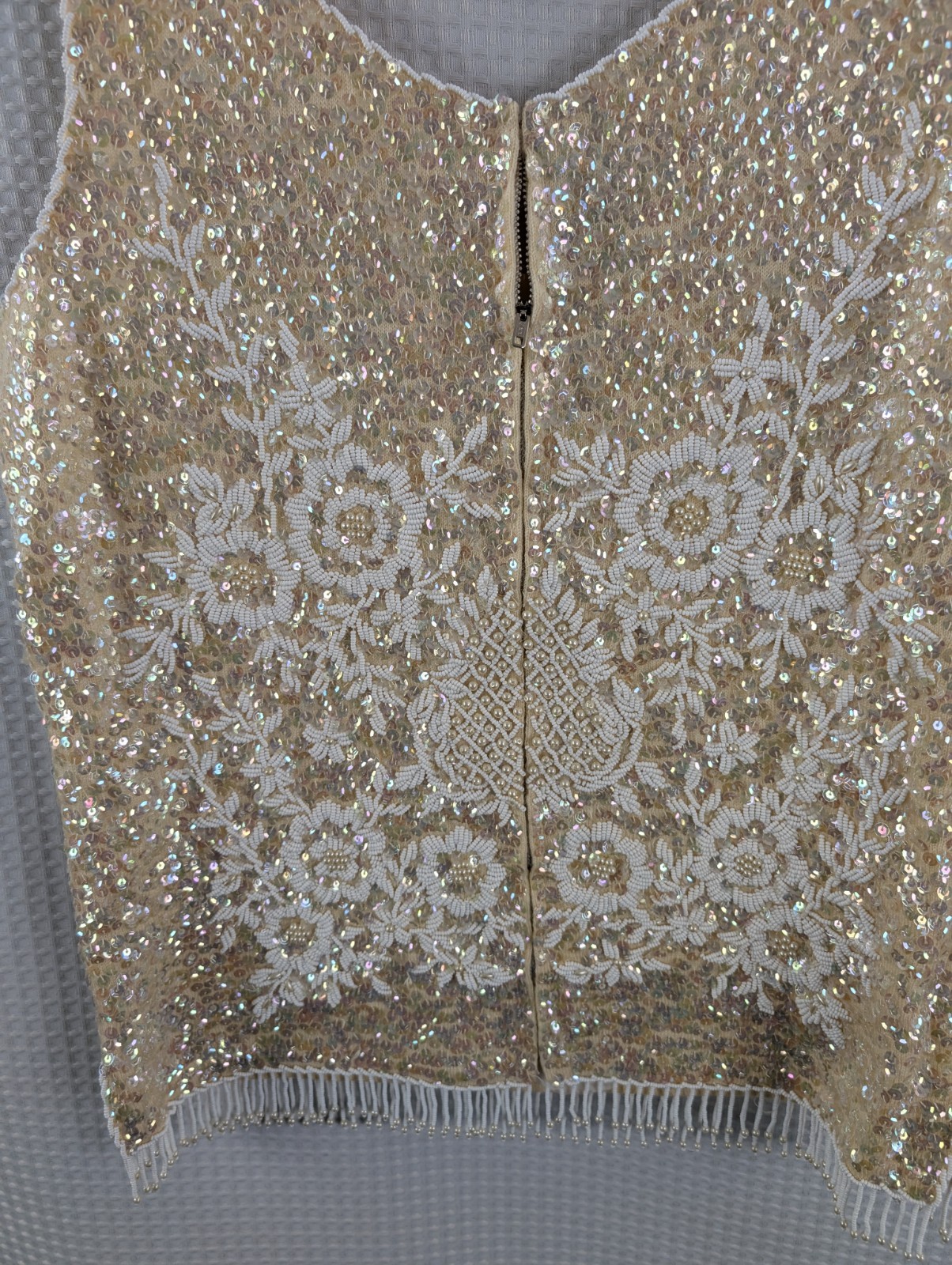 Vintage Regalia Imports Sequin Beaded Sleeveless Top OWL Size Medium Excellent