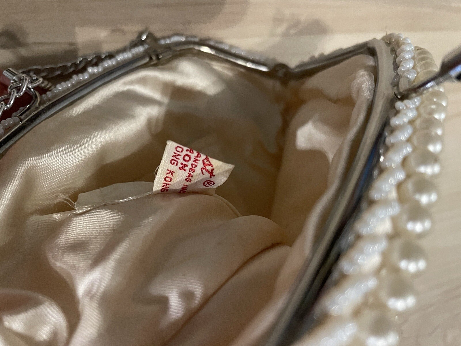 Vintage Pearl Sequin Evening Bag Mister Ernest Simon Hong Kong 7”x5” Occasions