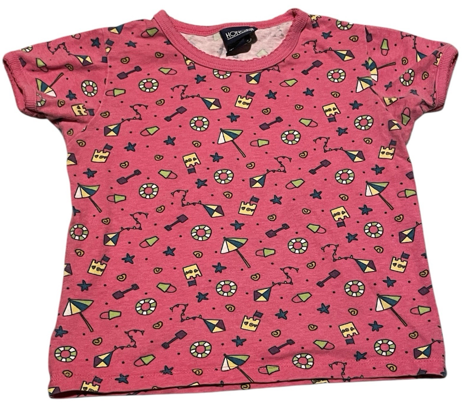 Vintage Rare Toddler Baby Girls Honors Cotton Shirt Graphic Print Summer Sz 4T