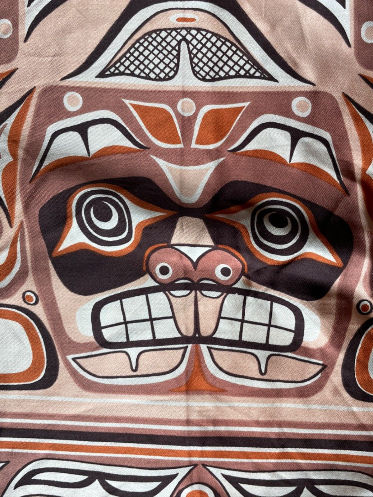 Eleanor Paine Skemo Scarf Vintage Eskimo Totem Figures Native Inuit