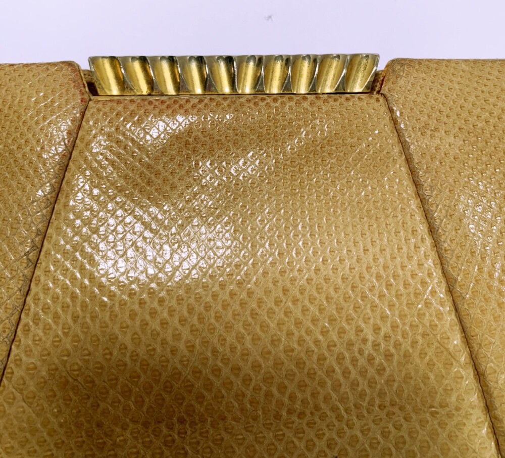 VINTAGE JUDITH LEIBER SNAKESKIN LEATHER HANDBAG CLUTCH WITH STRAP ACCESSORY