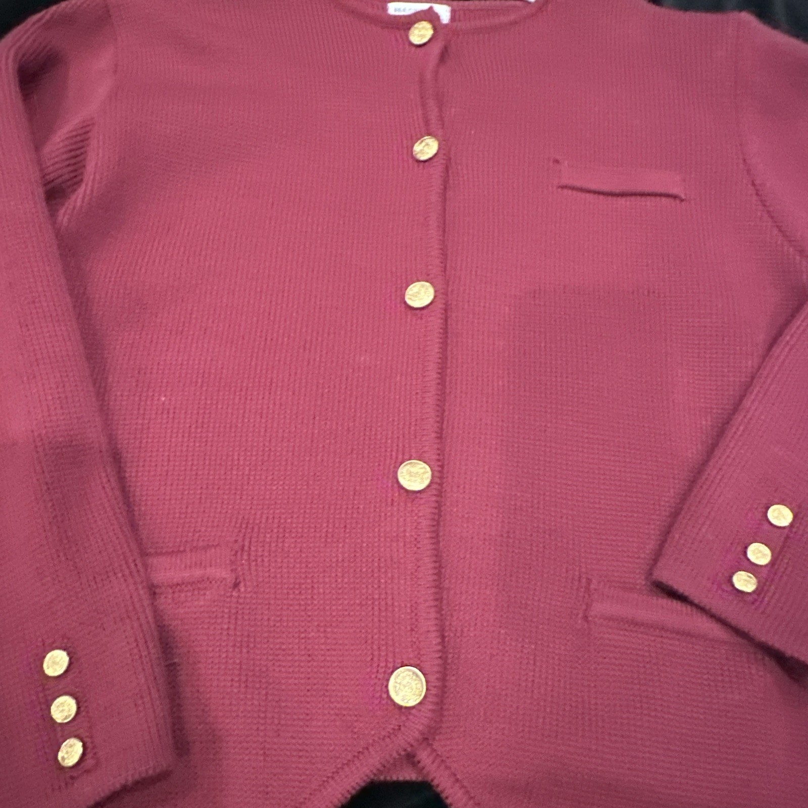 VTG Hastings & Smith Emerald Burgandy Cardigan Sweater Cottage/Grandma