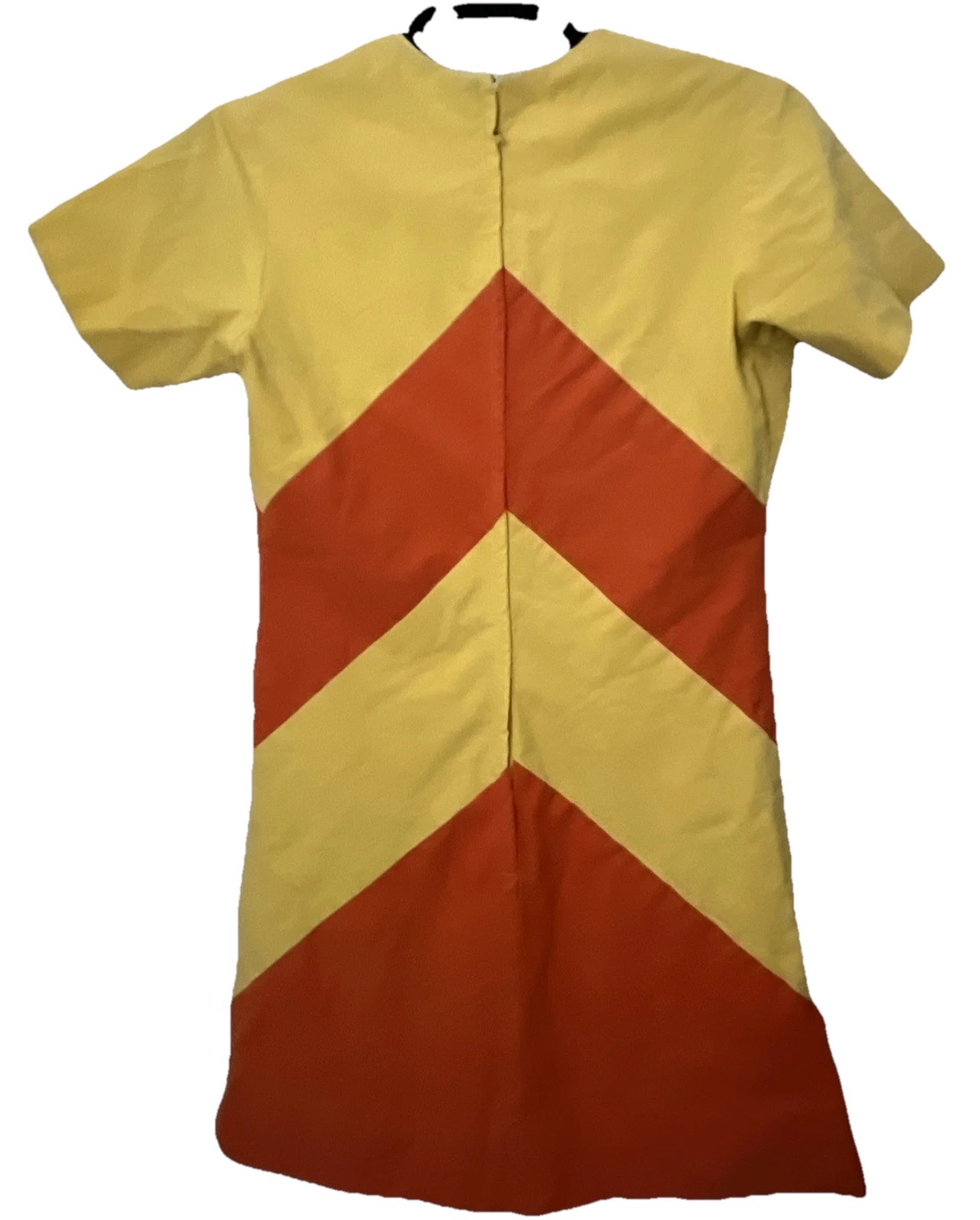 VTG D’Armigene Yellow Orange Chevron Short Sleeve Shift Dress Size 5/6