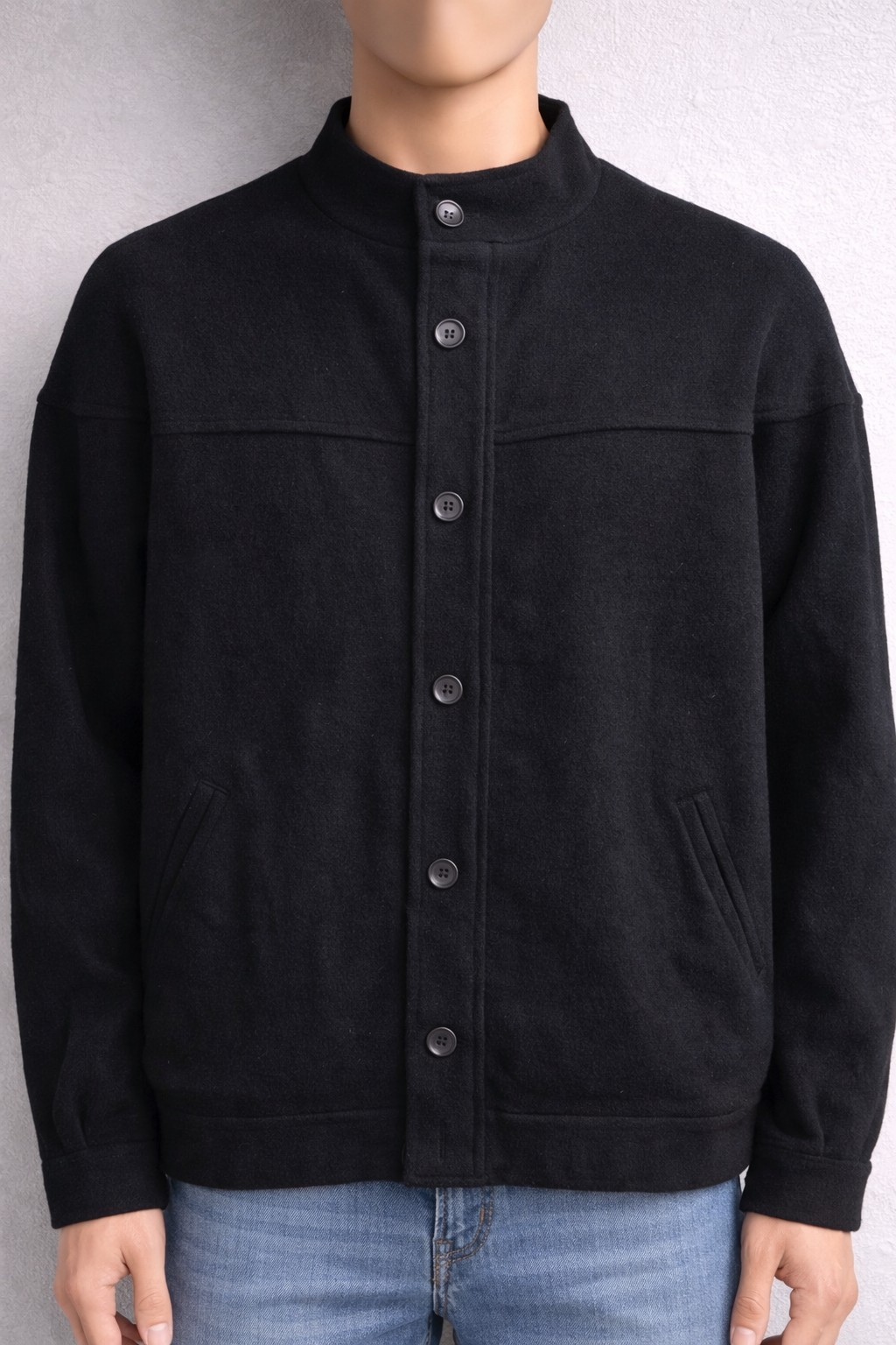 Vintage 100% Cashmere Black Jacket Button Front Classic L