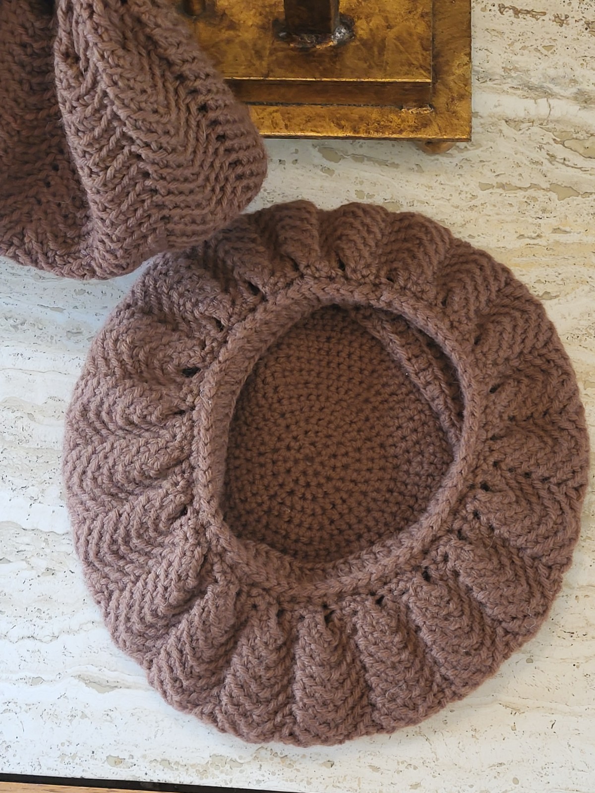 Handknit Wool 60s Poncho Top/Beret/purse Matching Set One Size