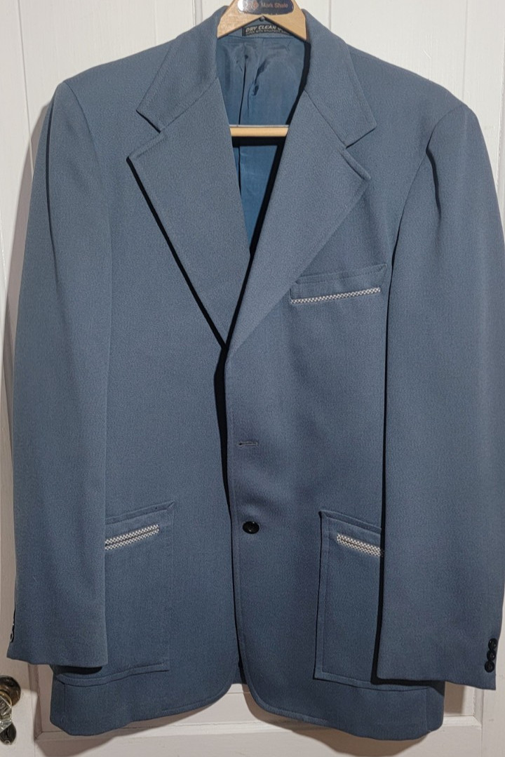 Groovy 70s Vintage Warren Sewell Sport Coat Jacket Wide Lapel Houndstouth 42L