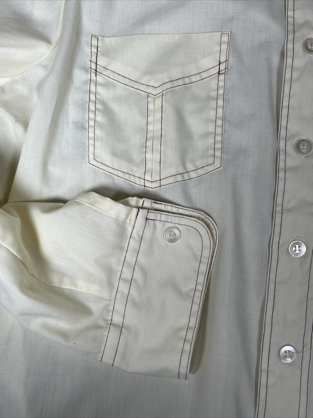 Vintage JCPenny 70’s Pale Yellow Polyester Shirt Size M Medium 15-15 1/2 *READ*