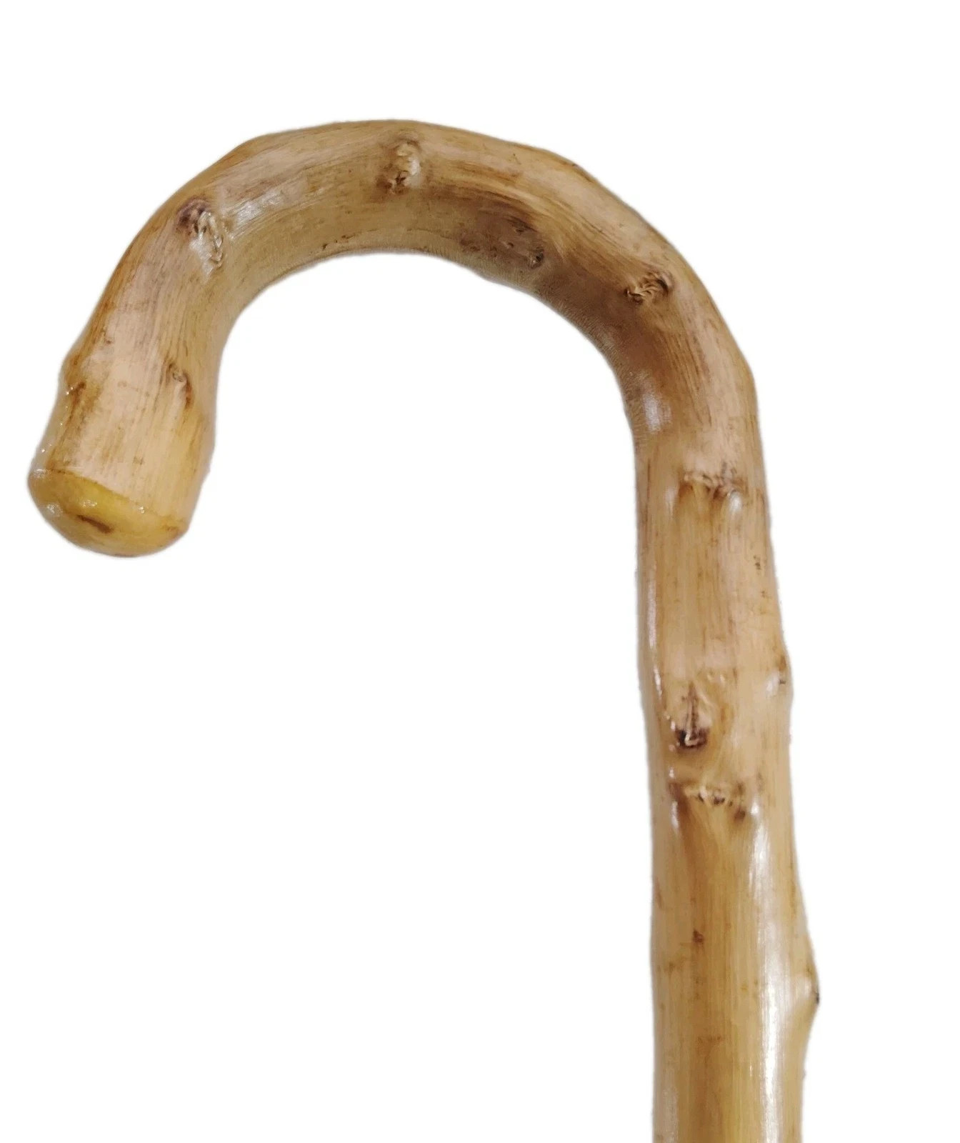 Vintage Walking Stick brass Cane 36.5″ H Brussel Sprout Tip Crook Handl.