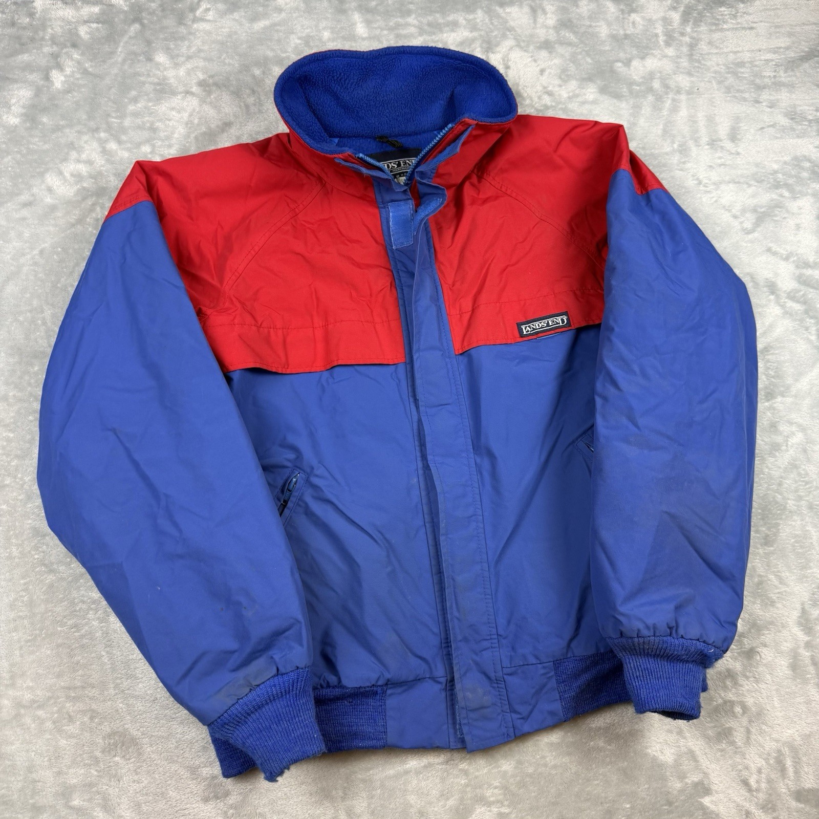 Vintage Lands’ End Gore-Tex Colorblock Jacket Red Blue USA Made Medium