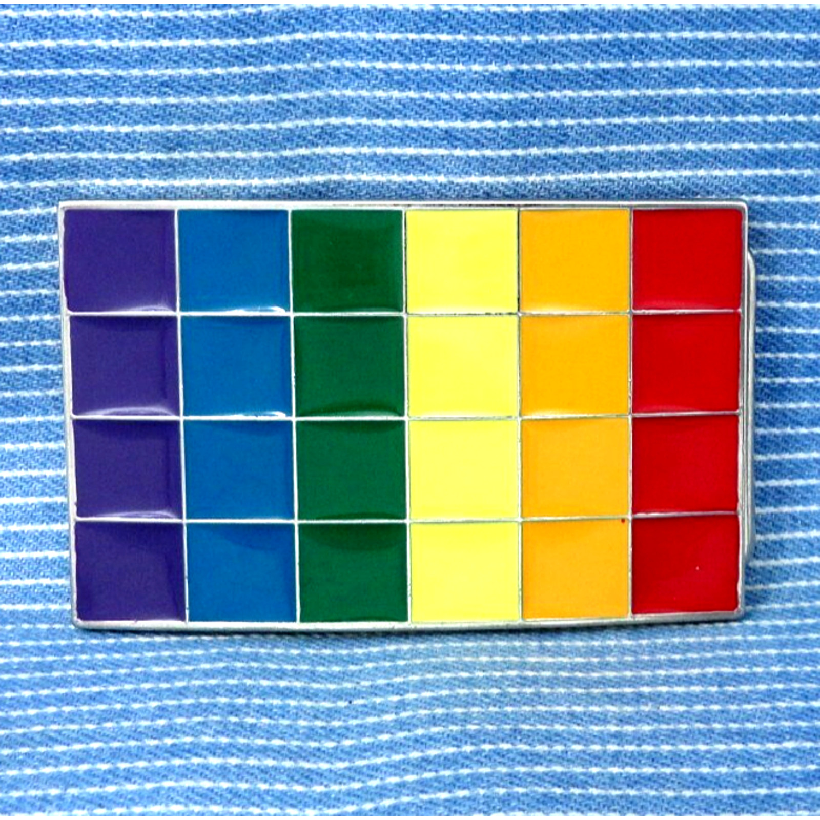 Rainbow Mosaic Art Palette Belt Buckle Enameled Colors CL Canada .CPA510