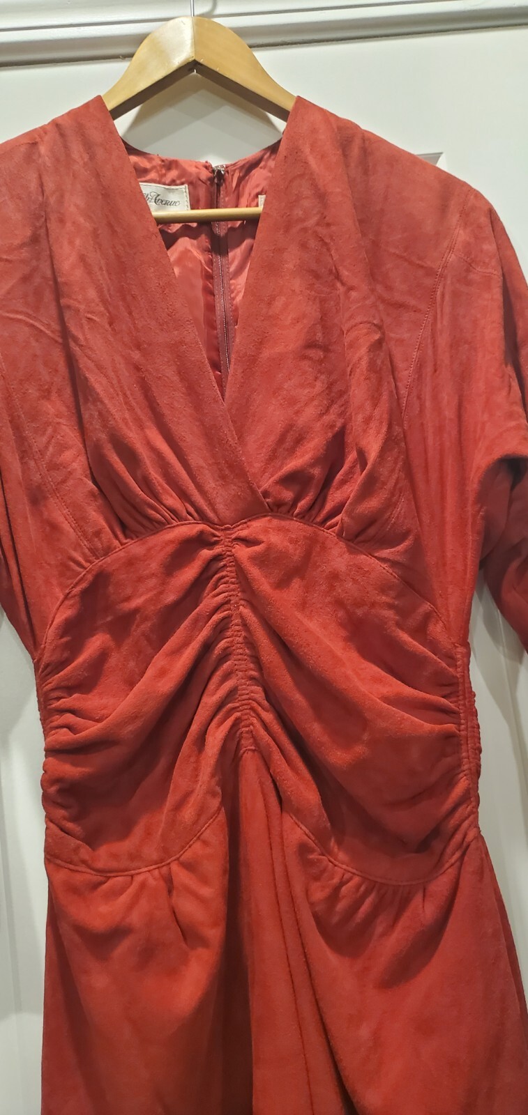 Vintage Red Leather Saks Fifth Ave Rickie Freeman For Teri Jon Dress Medium 10