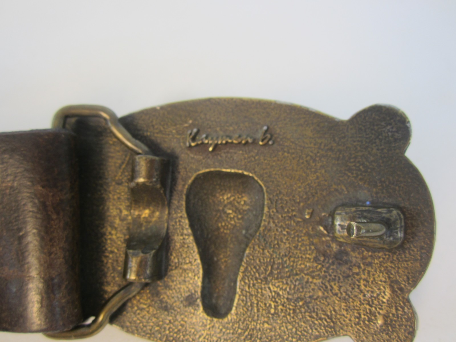 Vtg Kaymen B Men 32 Heavy Brass Steer Snap Buckle Rodeo Western Fits 31-34 USA
