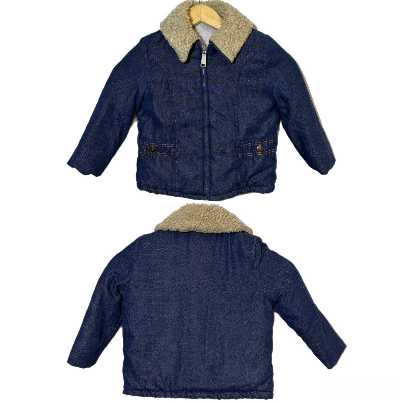 Vintage 60s denim Buckaroo Big smith Shearling Lined Jacket Size 5 Sherpa Kids