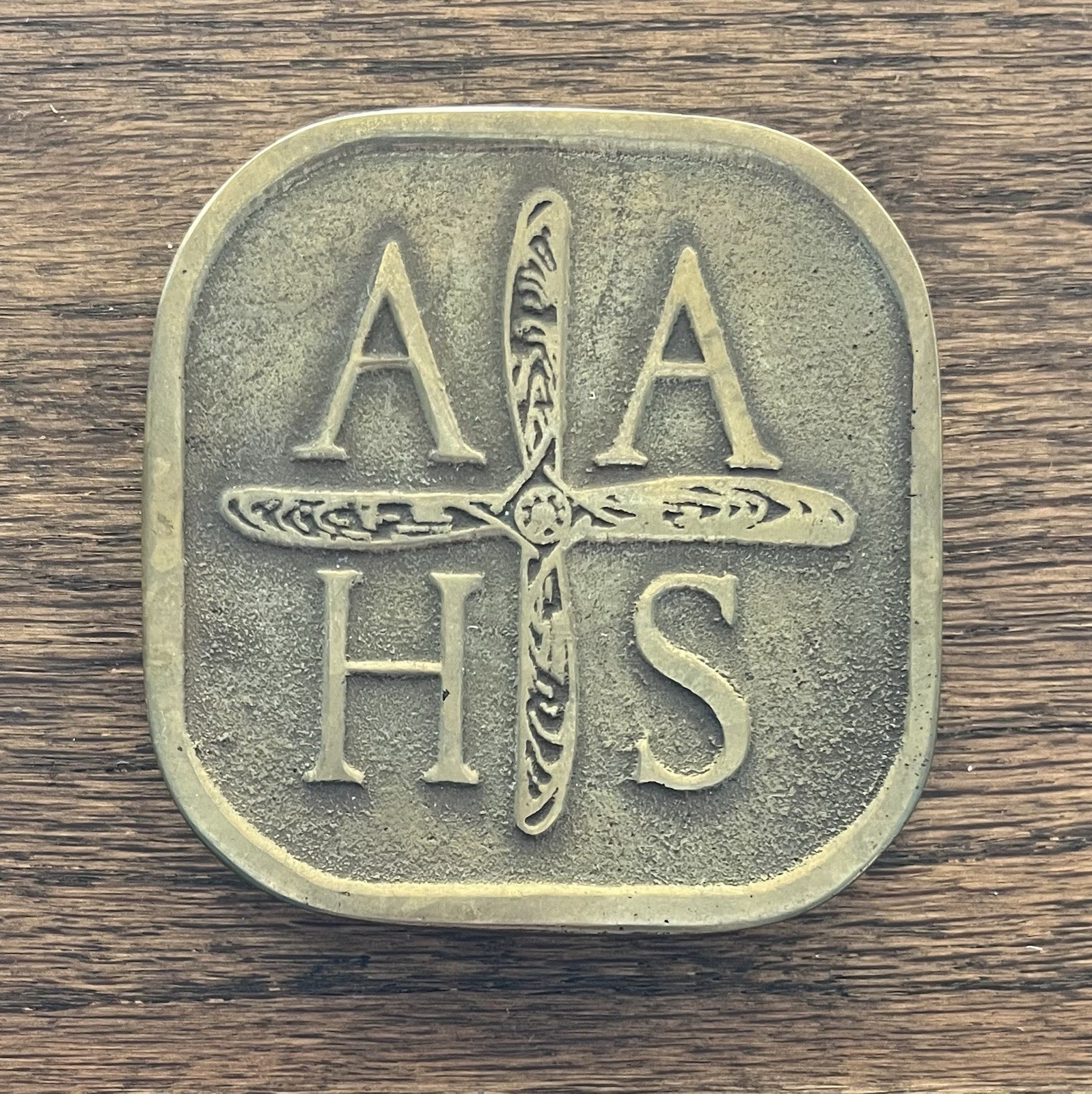 RARE Vintage Belt Buckle American Aviation Historical Society Bronze MADE USA
