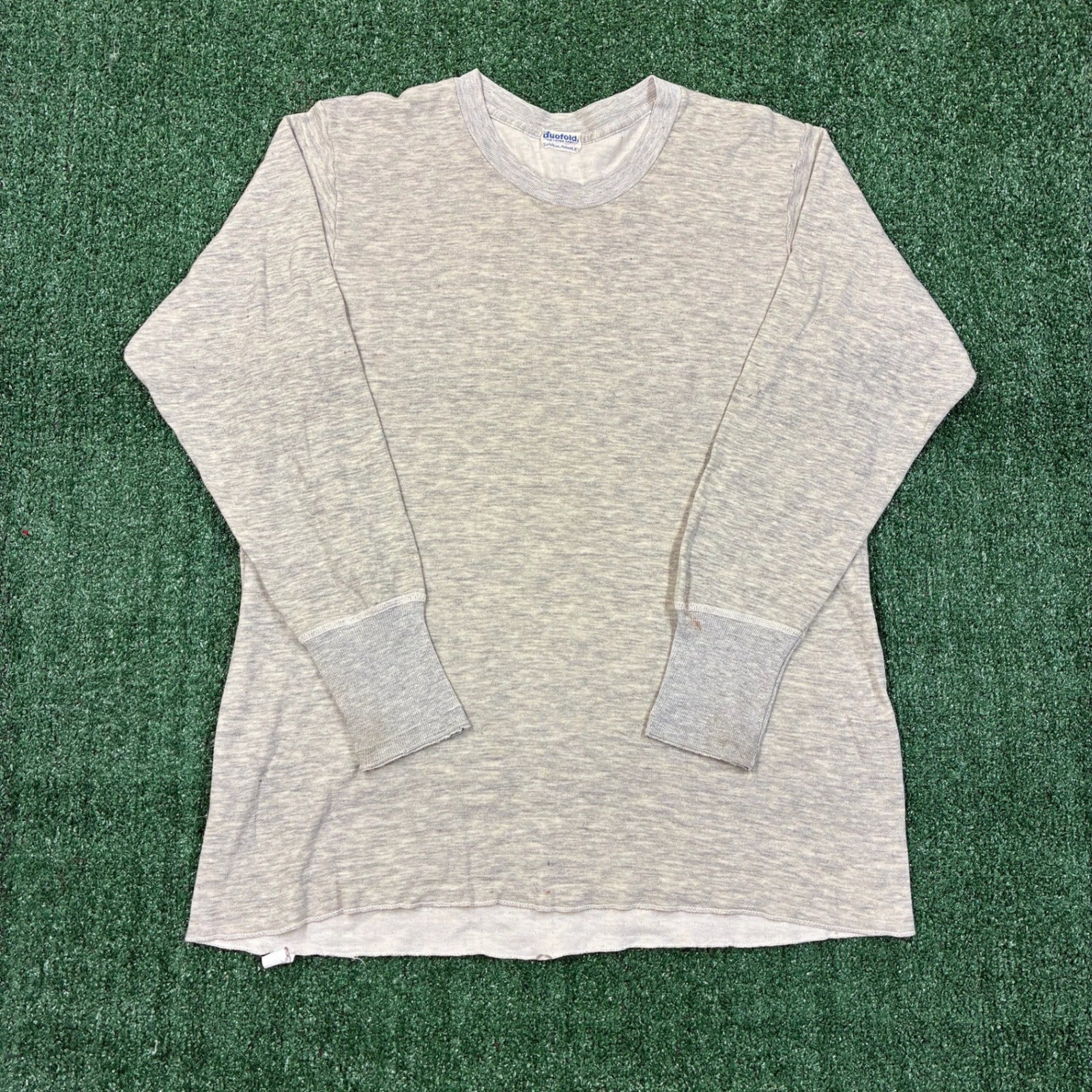 Vintage 1970’s Duofold Long Sleeve Heather Grey Shirt Two Layer Fabric