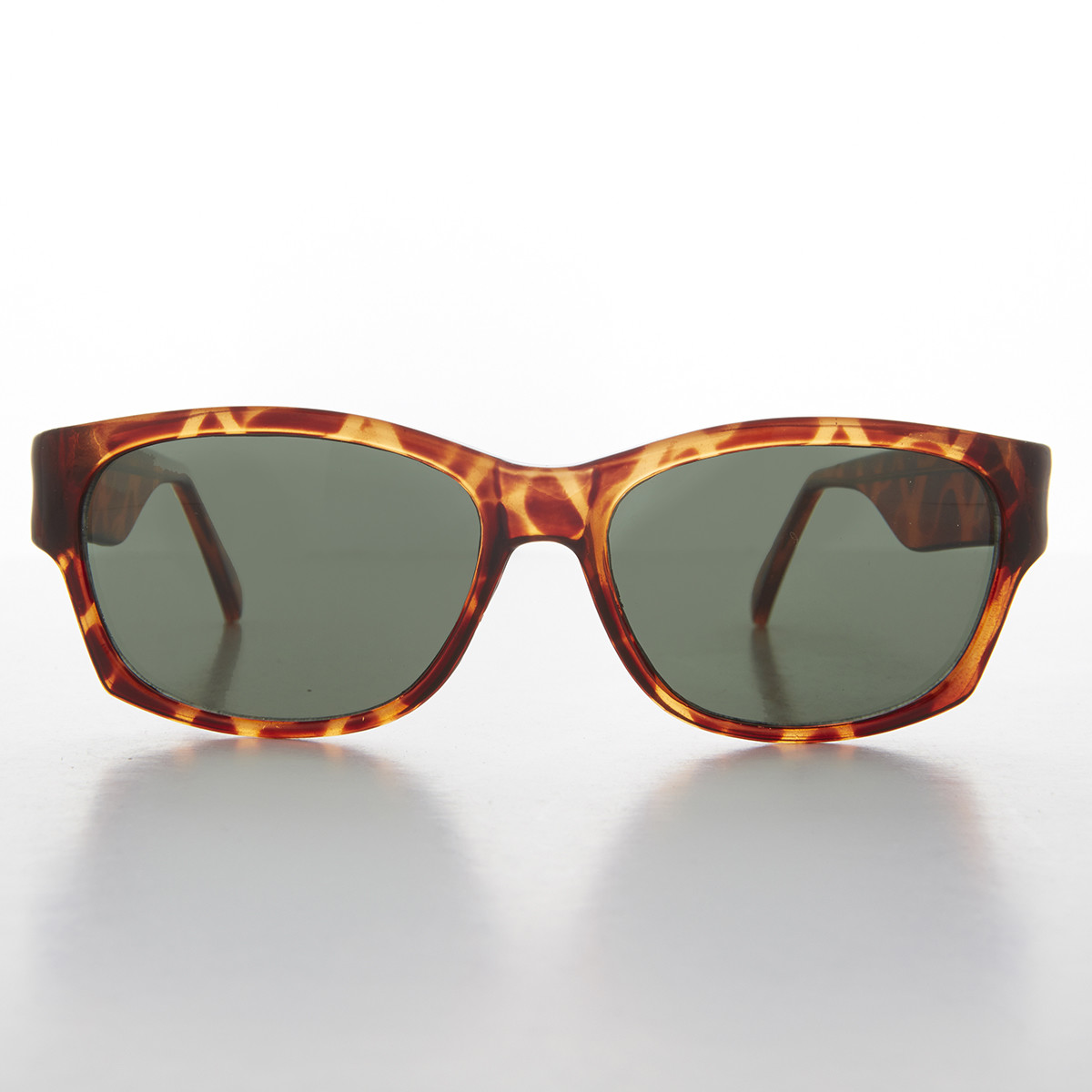 Sporty Wrap Rectangular Vintage Sunglass Tortoise Frame Green Lens – Wiley