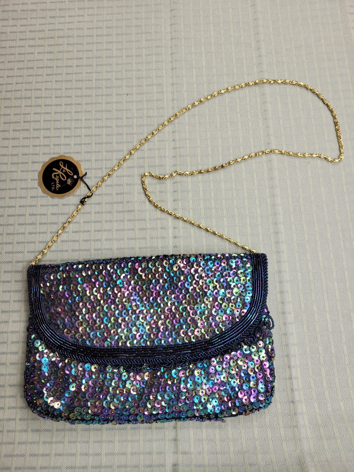 LaRegale Vintage “Mermaid” Iridescent Sequins Evening Handbag Clutch