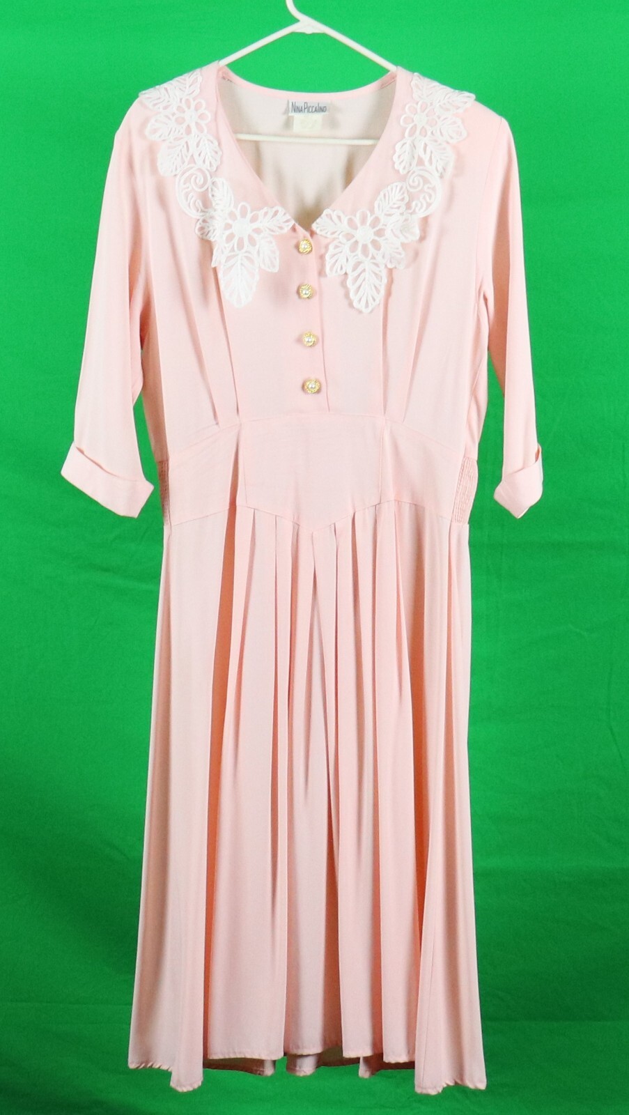 Nina Piccalino Vintage 80’s Button Down Pink Dress Shoulder Pads Sz 12(w567)