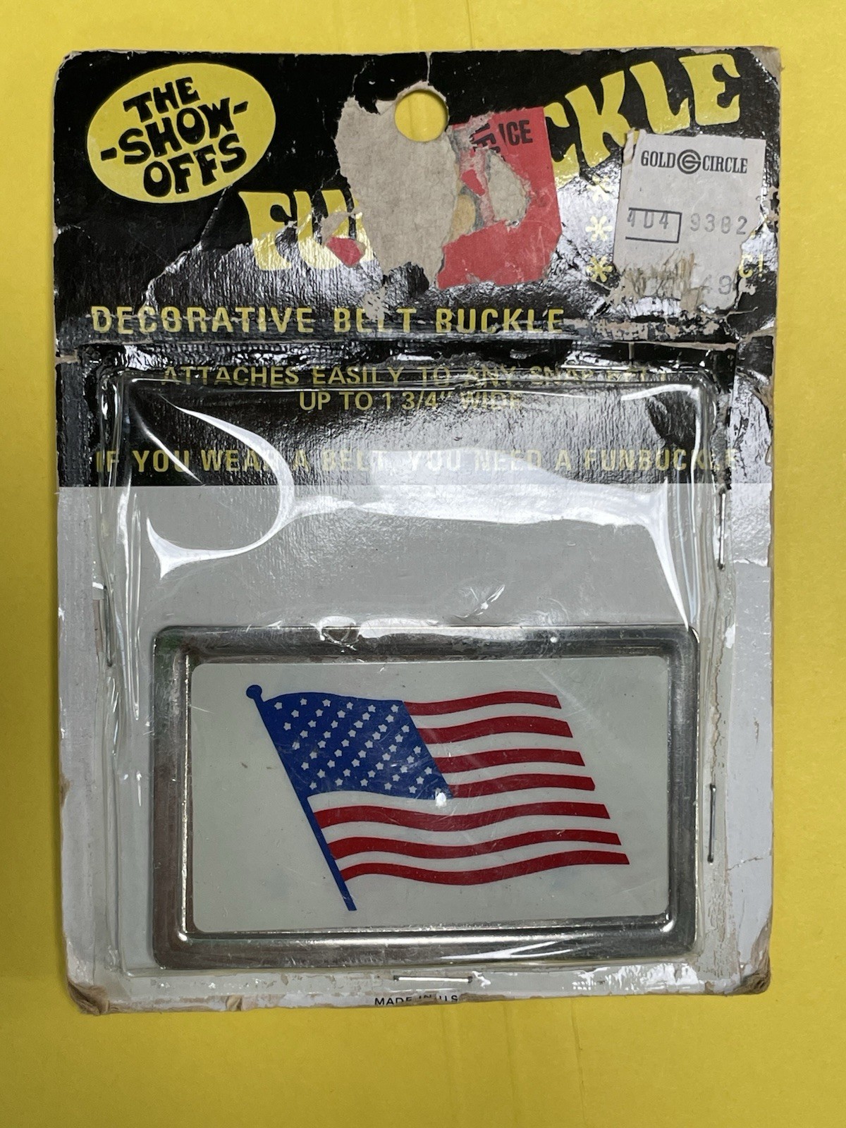 Vintage Flag Belt Buckle Silver USA NOS Metal American patriotic clothing access
