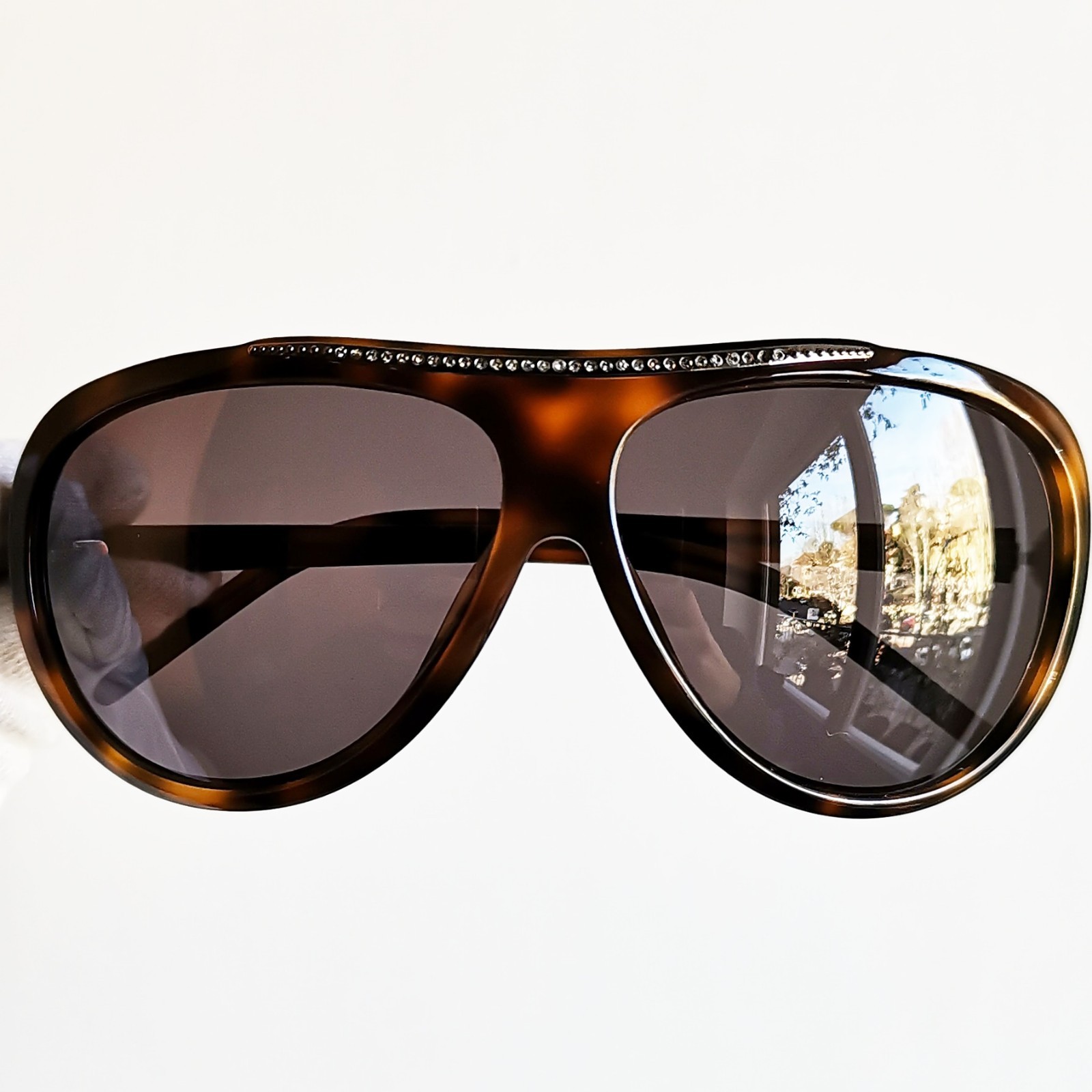 sunglasses VALENTINO V5494/S sunglasses wrap brown silver mask rhinestone 90s