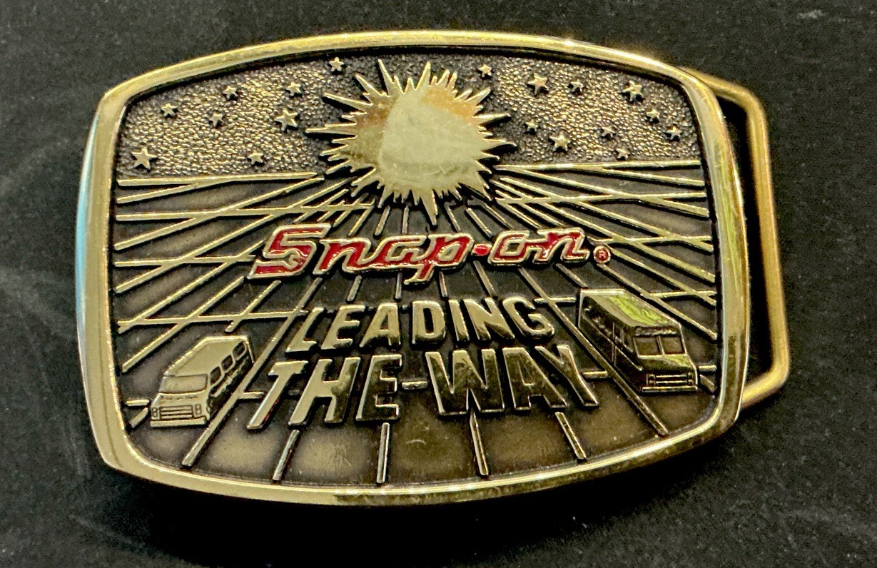 Vintage 1988 Snap On Tools SSX1232 Solid Brass Belt Buckle “Leading The Way “VGC