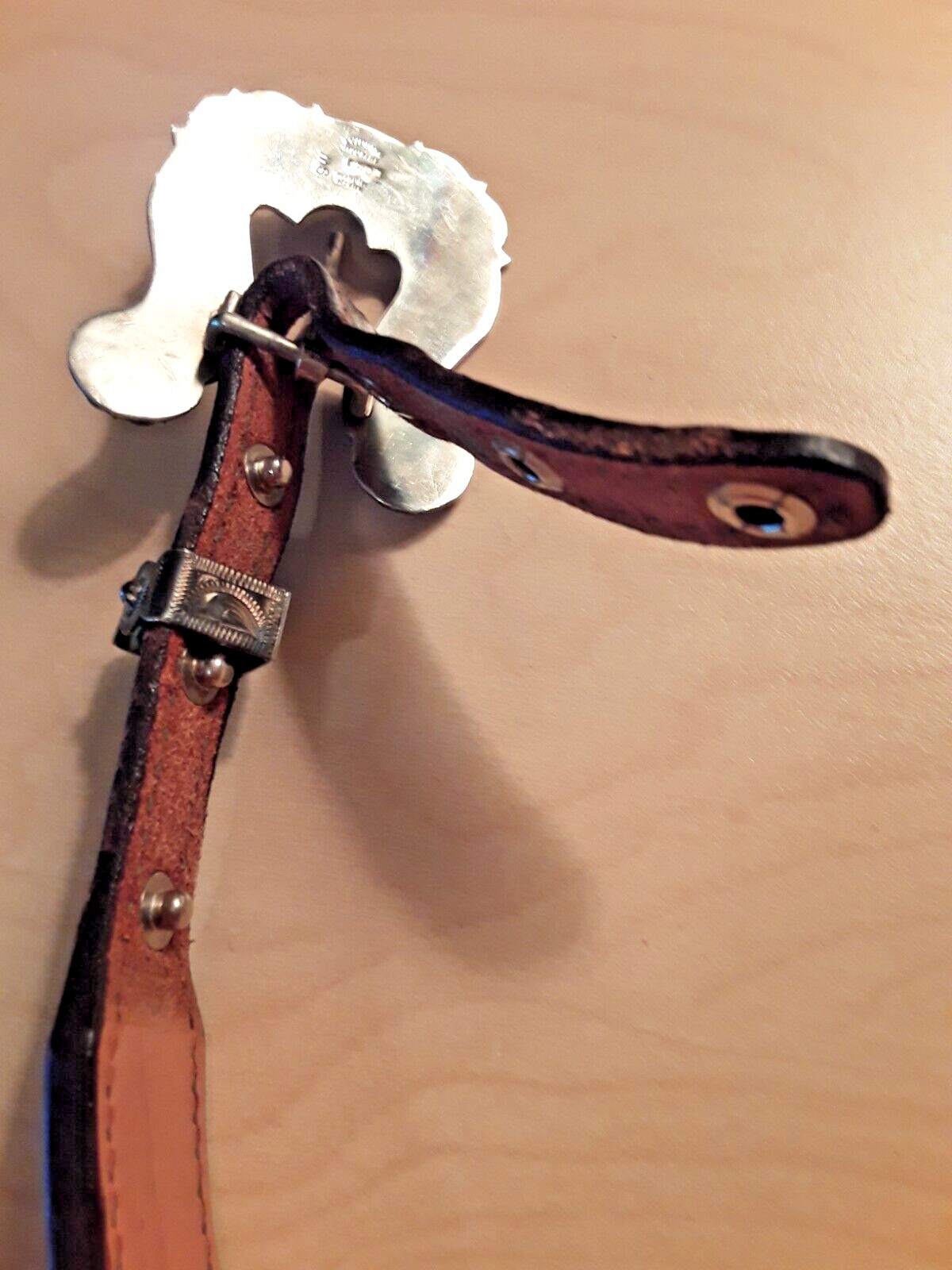VTGWestern leather belt~Sterling Silver Double Buckle 1.5″ x 24-34″ VOGT Conchos