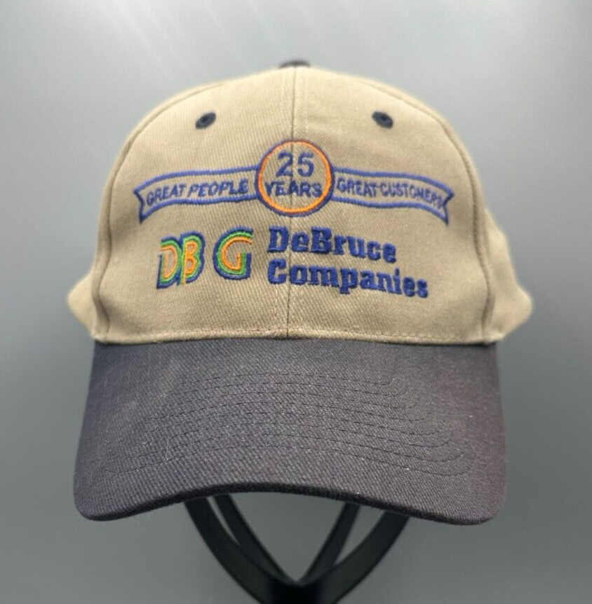 25 Year Anniversary DeBruce Companies Beige and Blue Cloth Hat Cap Clip Back