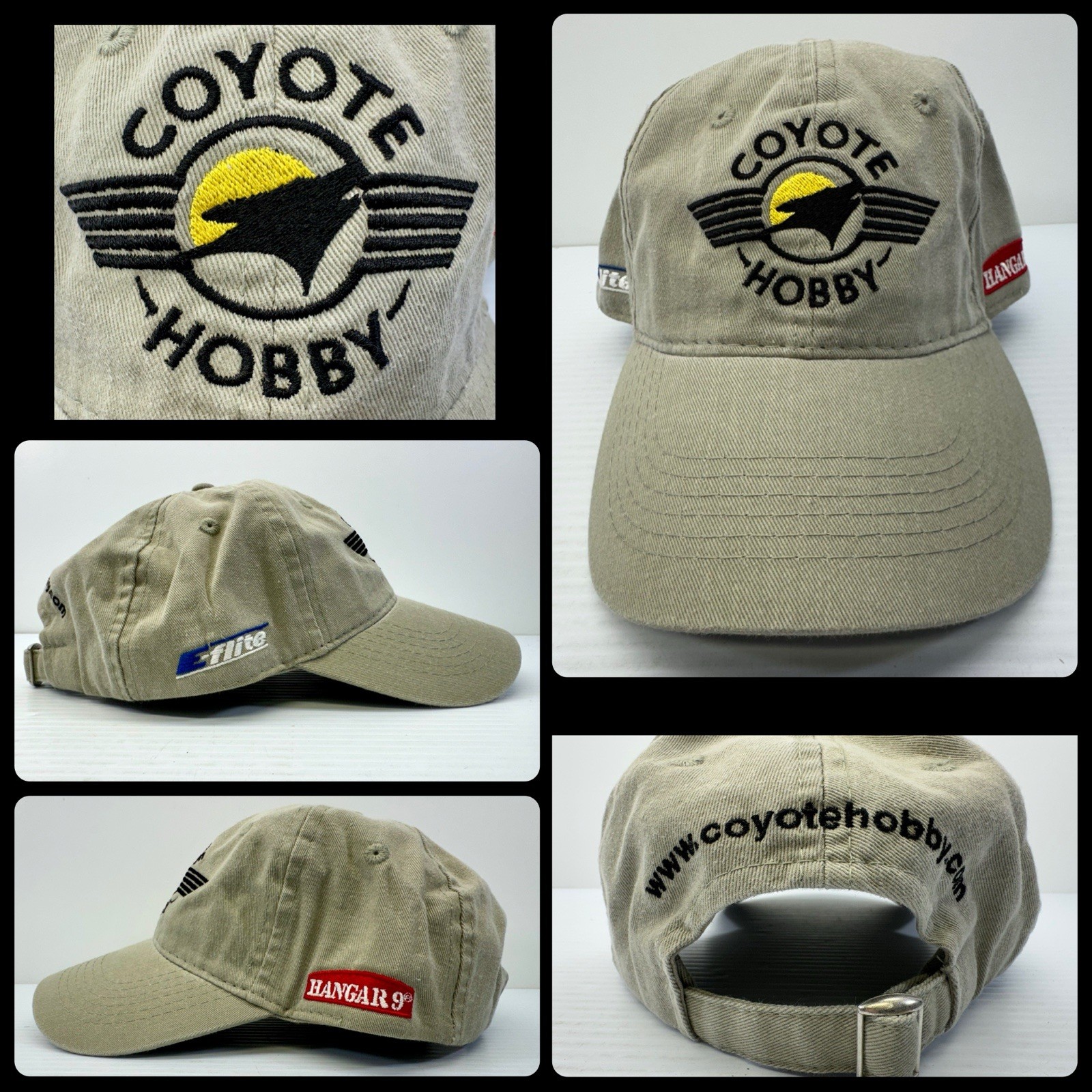 NEW Vintage Coyote Hobby Embroidered Strapback Cap Adjustable Non‑Structured NEW