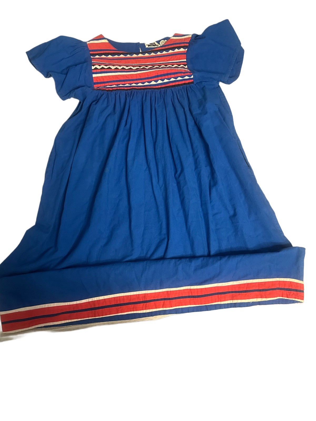 Vintage Made In India For Bloomingdale’s Cotton Prairie Midi Dress Boho Folk